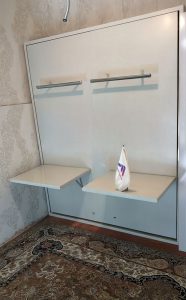 کمد دیواری با تخت تاشو رنگ سفید ساده