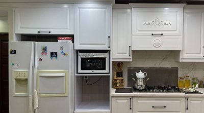 کابینت روکش چوب رنگ سفید